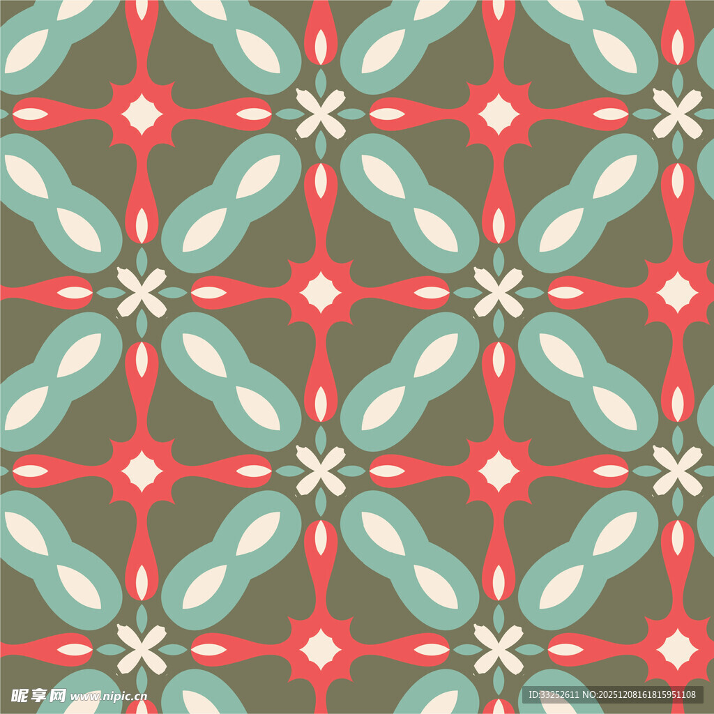 几何花卉图案 复古风设计