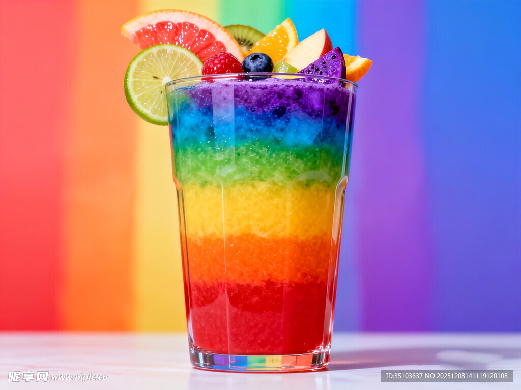 绚丽多彩彩虹水果汁