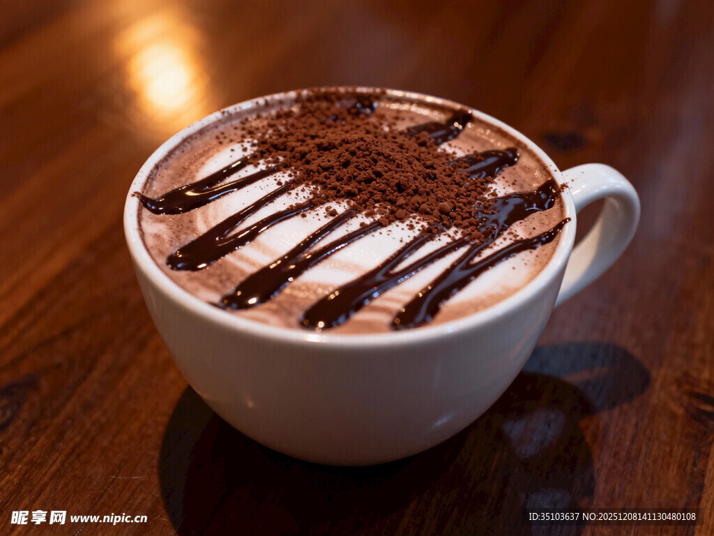 香浓巧克力咖啡杯中的美味
