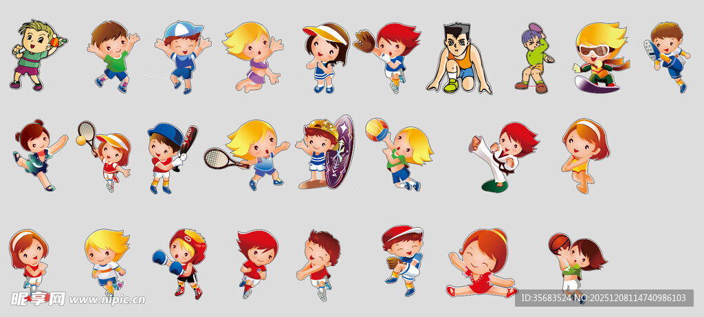 卡通运动小孩
