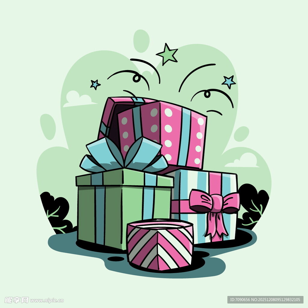 多彩礼物堆叠
