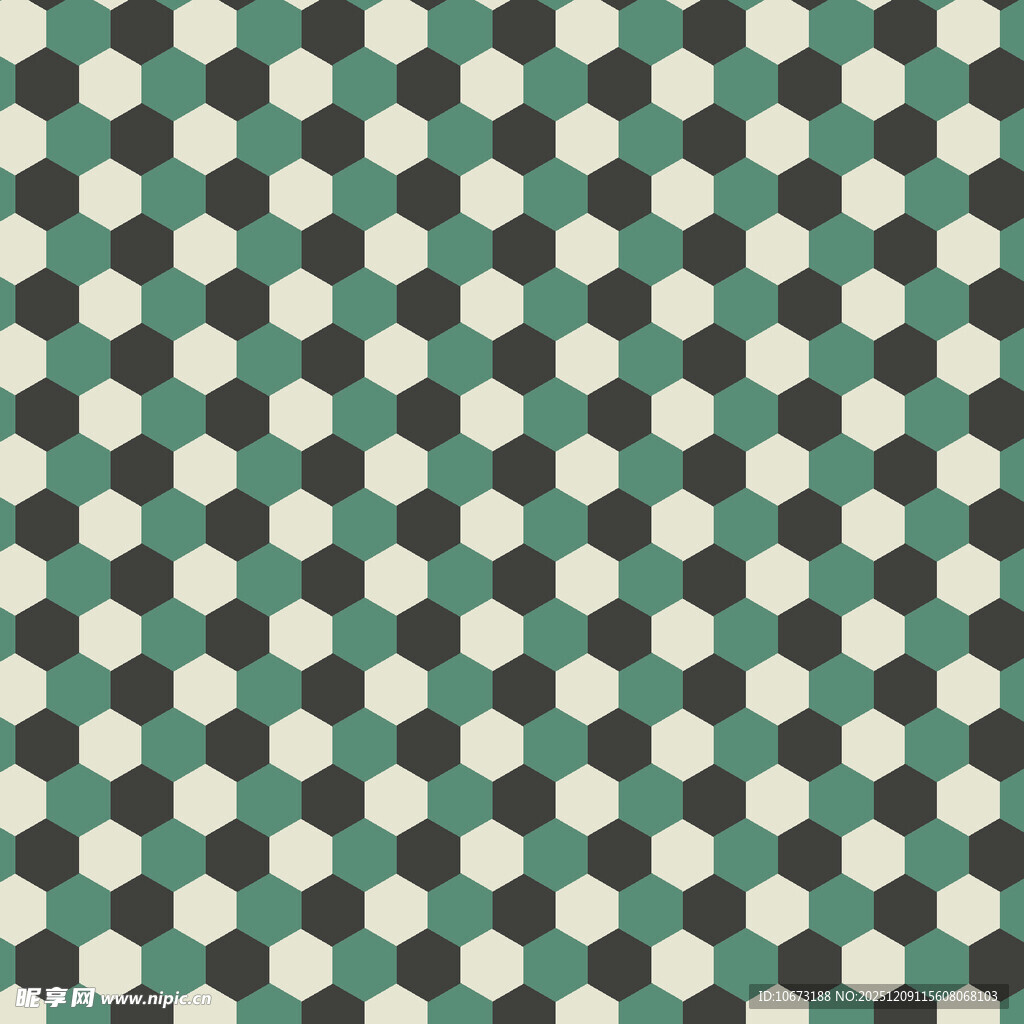 绿棕白相间六边形图案