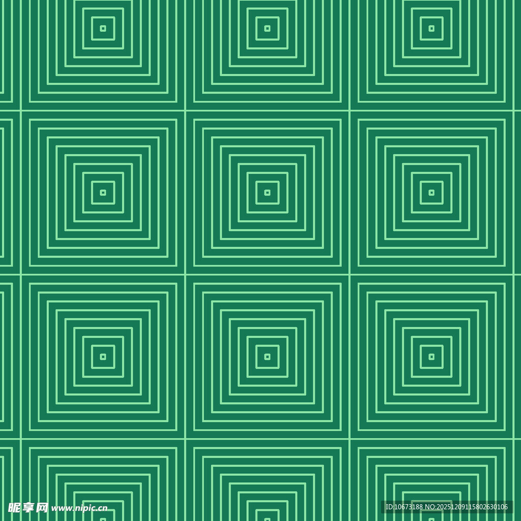 绿色几何方块无缝图案