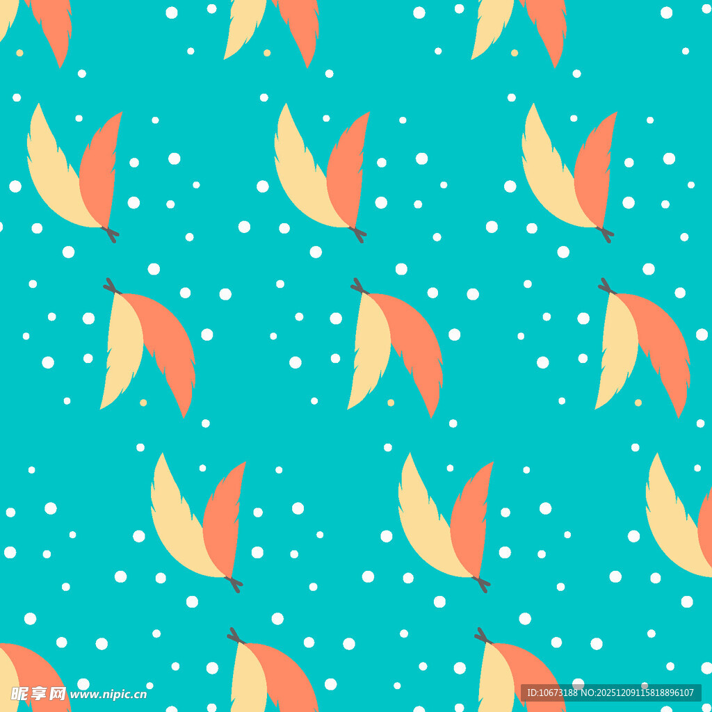 蓝底飞鸟波点图案背景