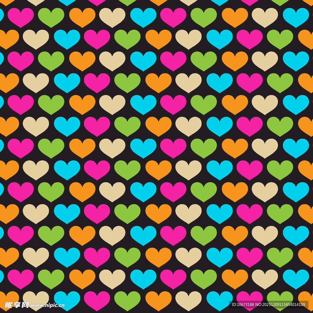 多彩心形图案背景