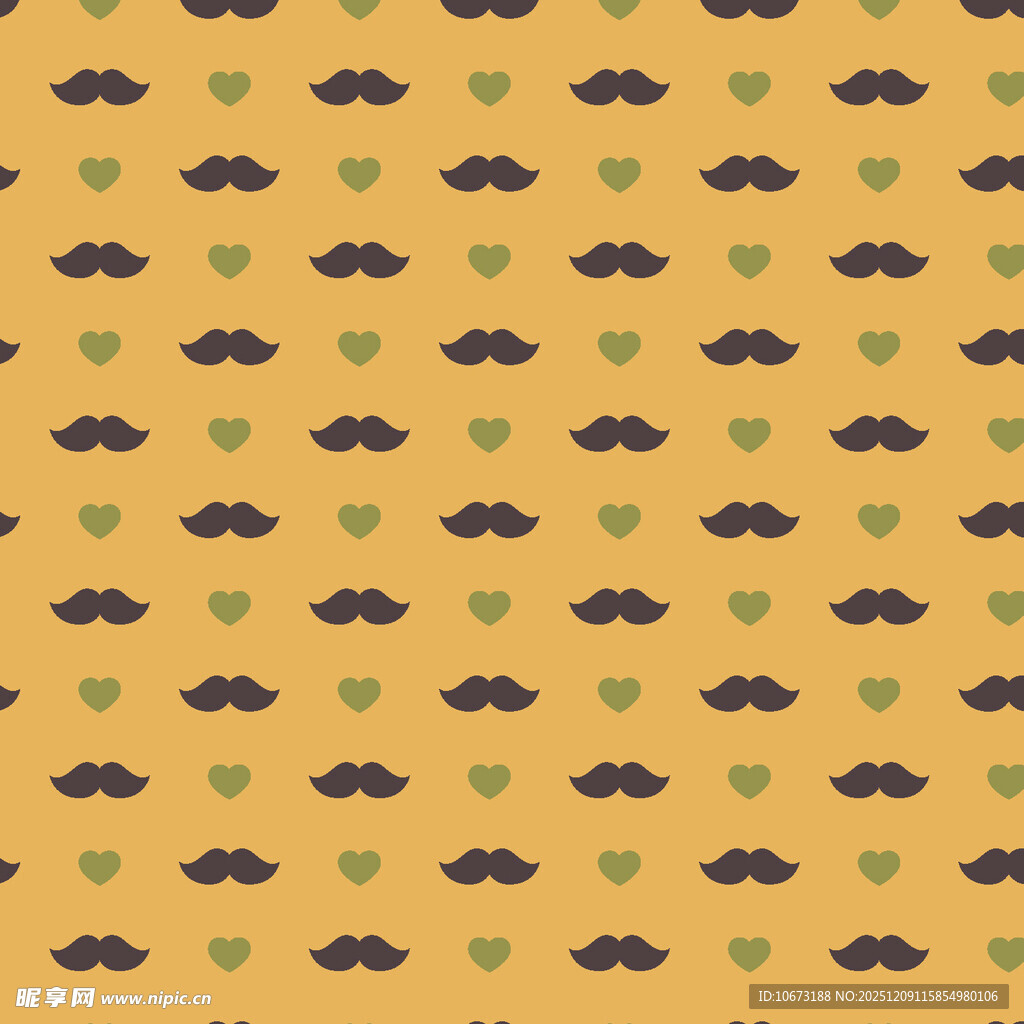小胡子与爱心图案背景