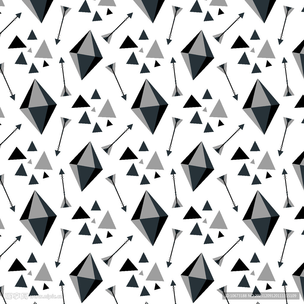 黑白几何图案无缝背景图