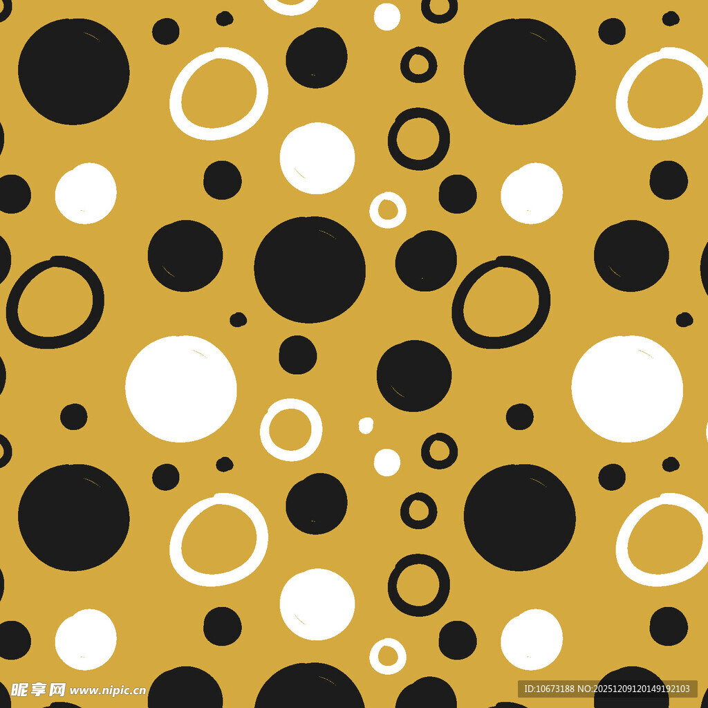 黄底黑白圆点几何图案