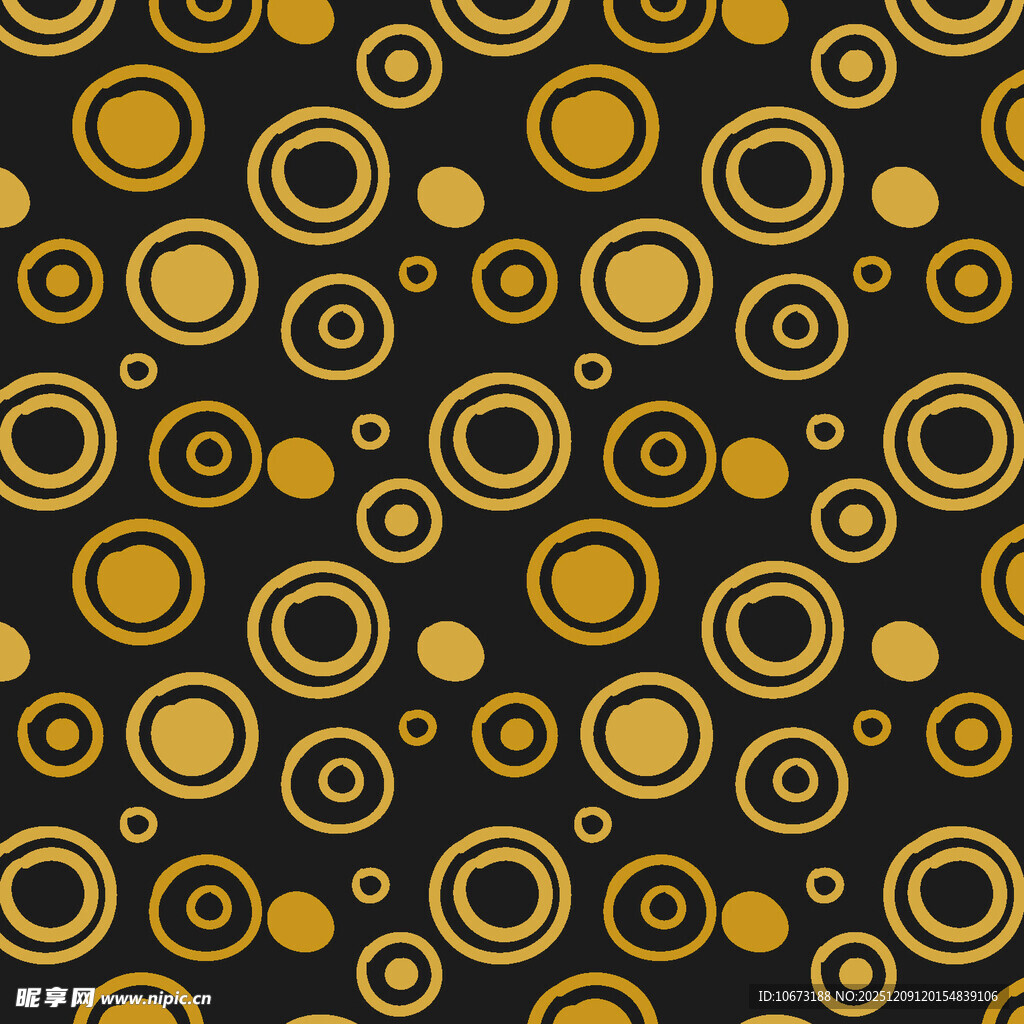 金色圆圈黑色背景图案