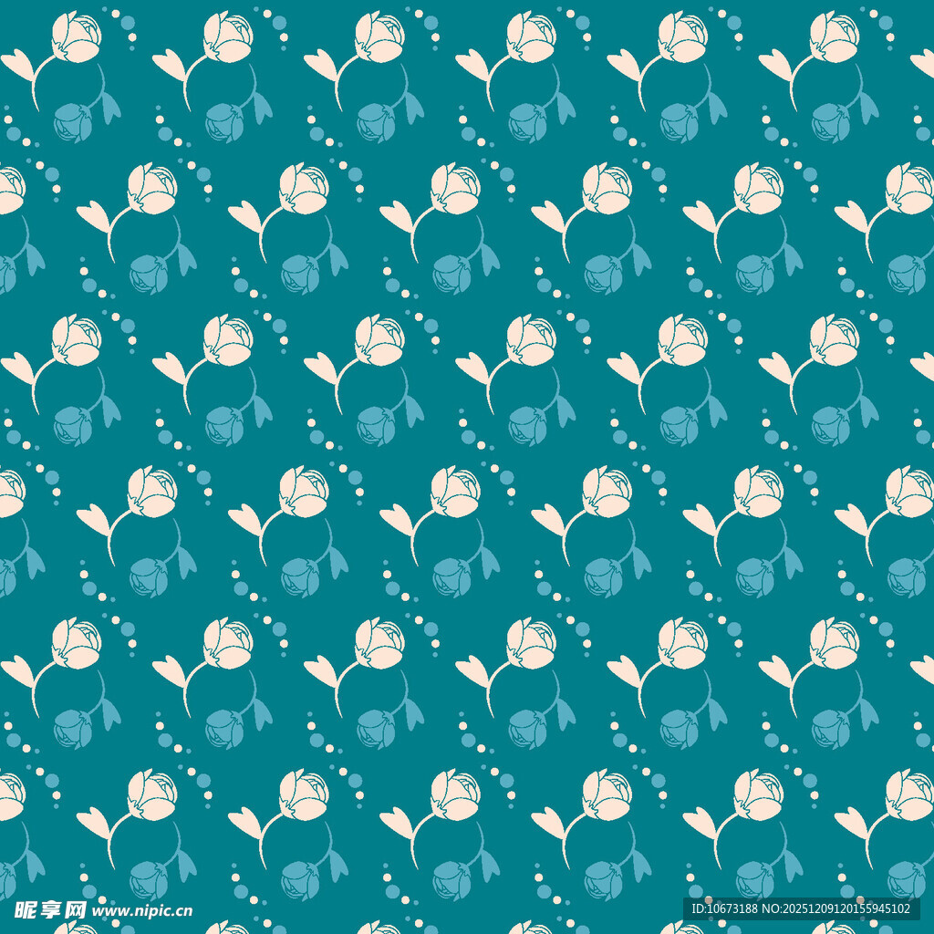 蓝底白花清新花卉图案