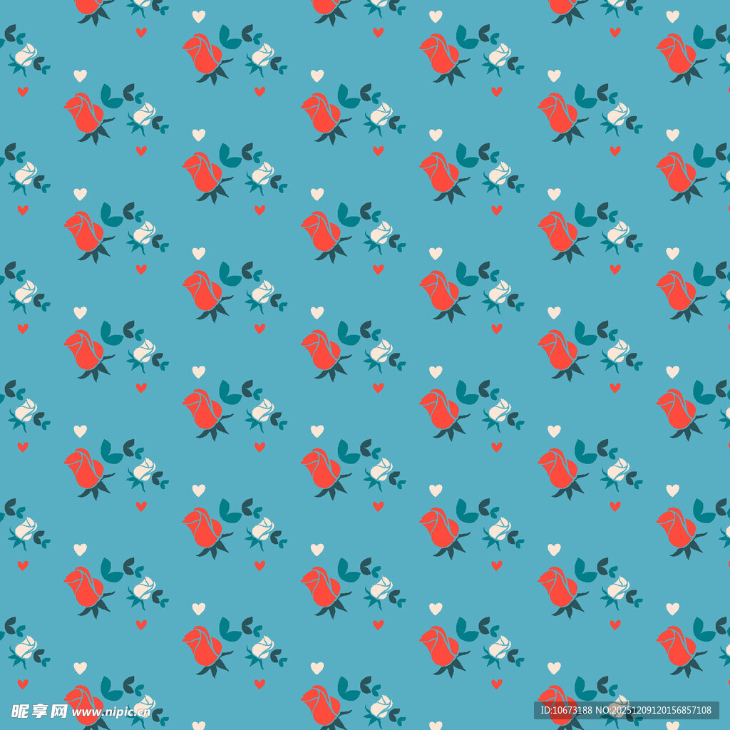 蓝色底花卉图案纹理