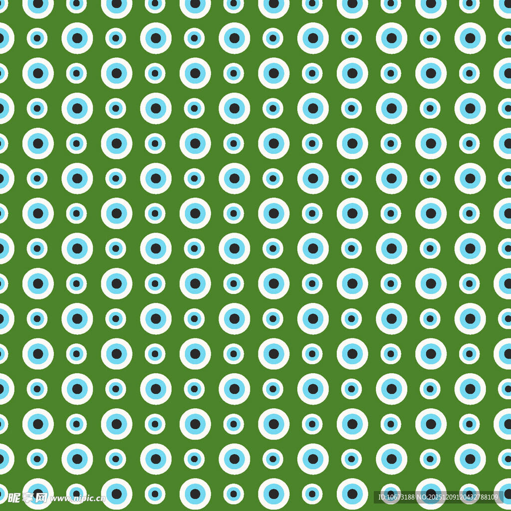 绿底蓝白圆点无缝图案