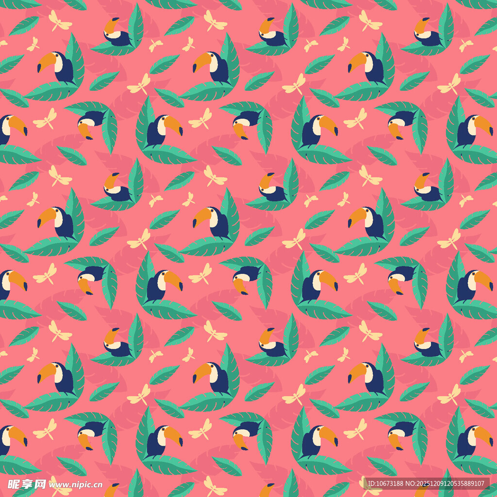 粉色背景鹦鹉图案纹理