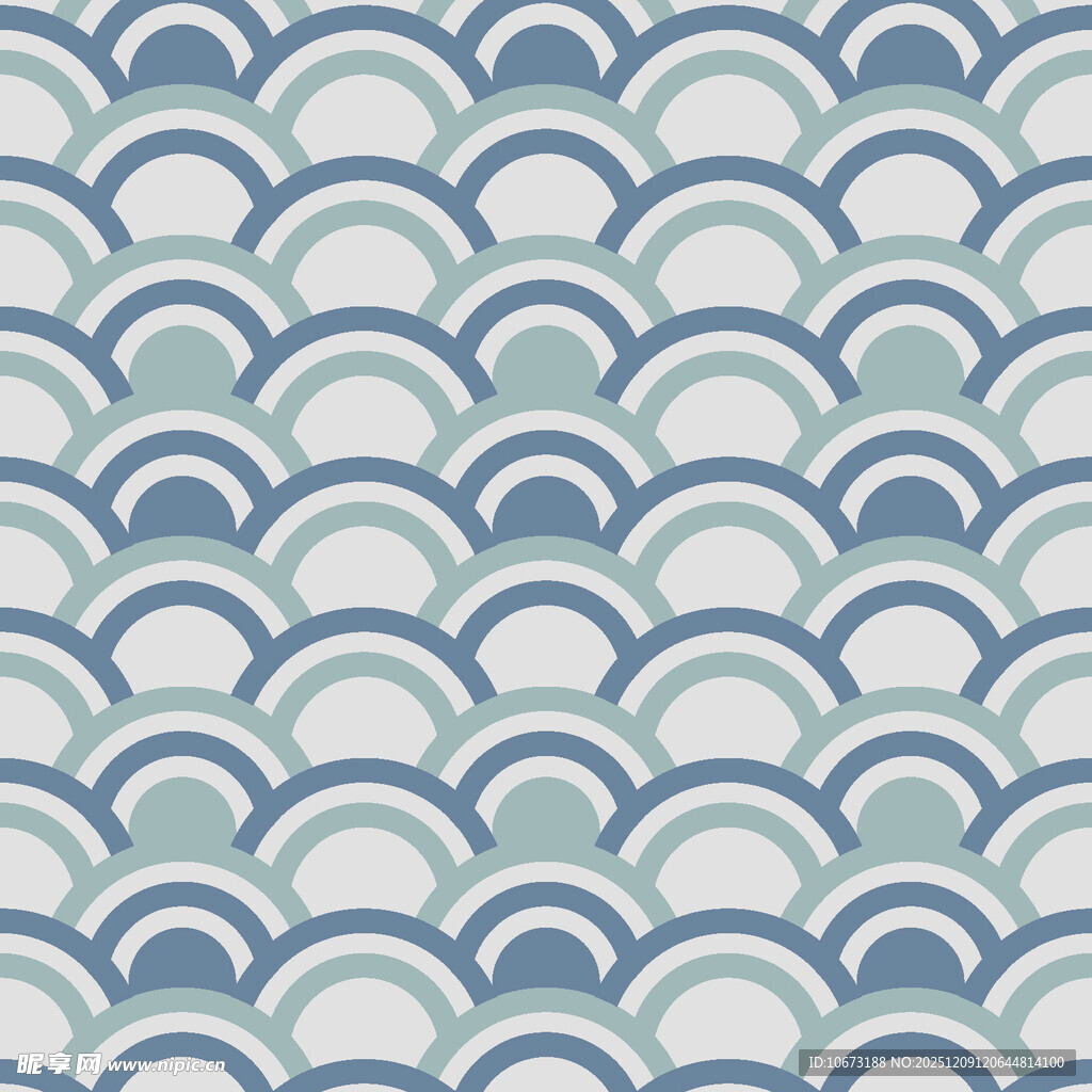 蓝绿相间波浪纹图案