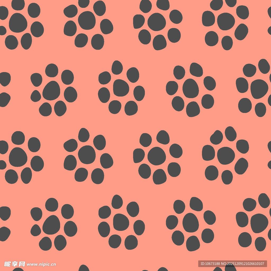 粉色底黑色爪印图案