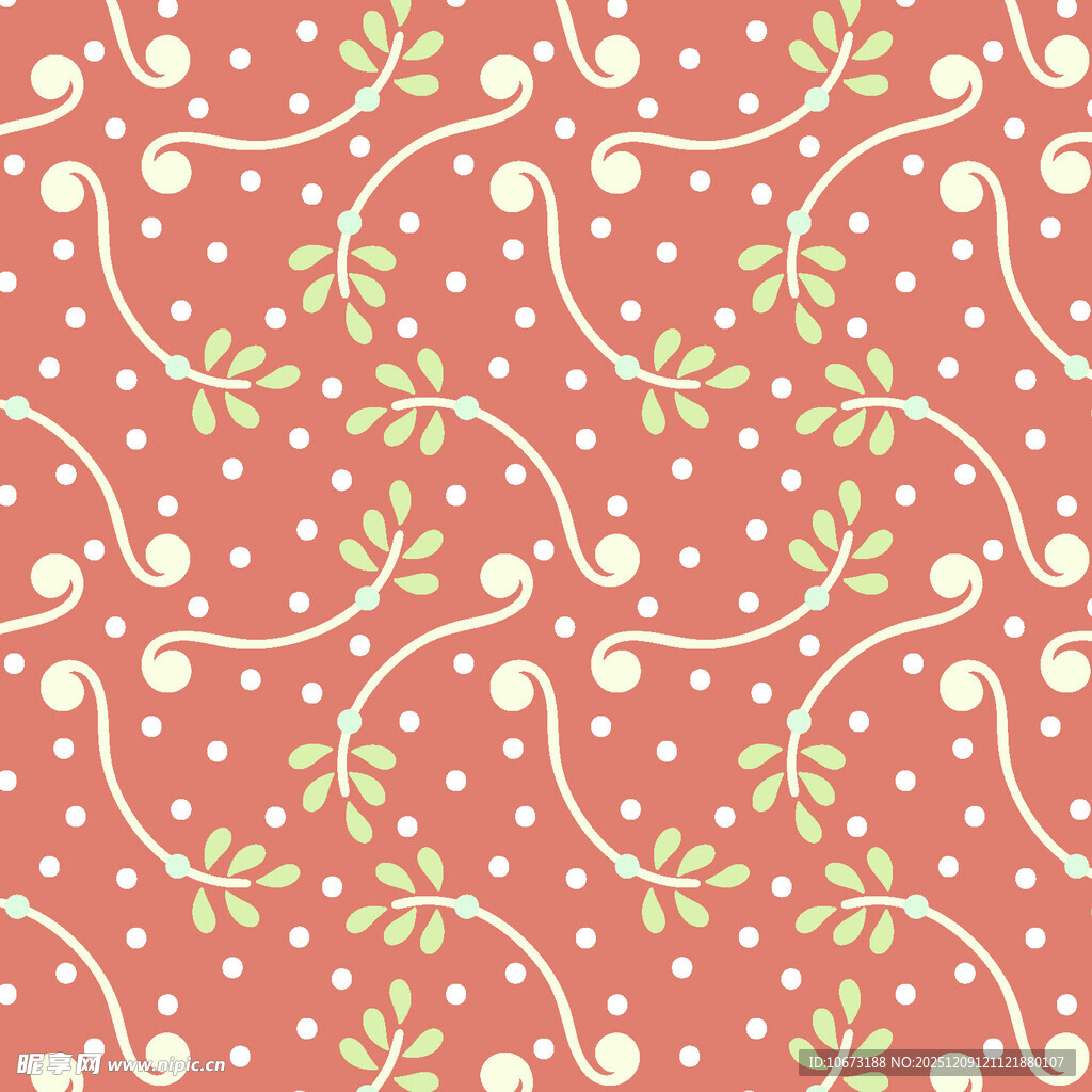 粉色花卉波点无缝图案