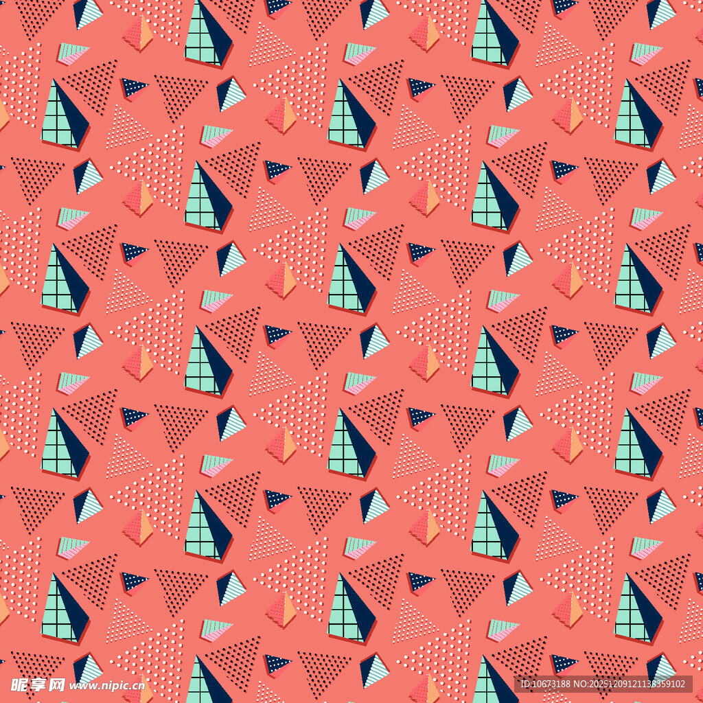 几何图案构成的多彩帆船背景