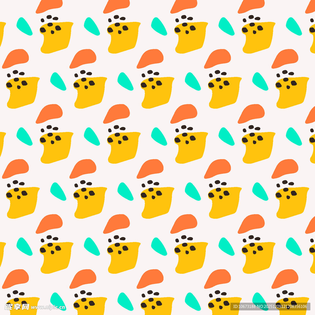 可爱卡通盆栽图案背景