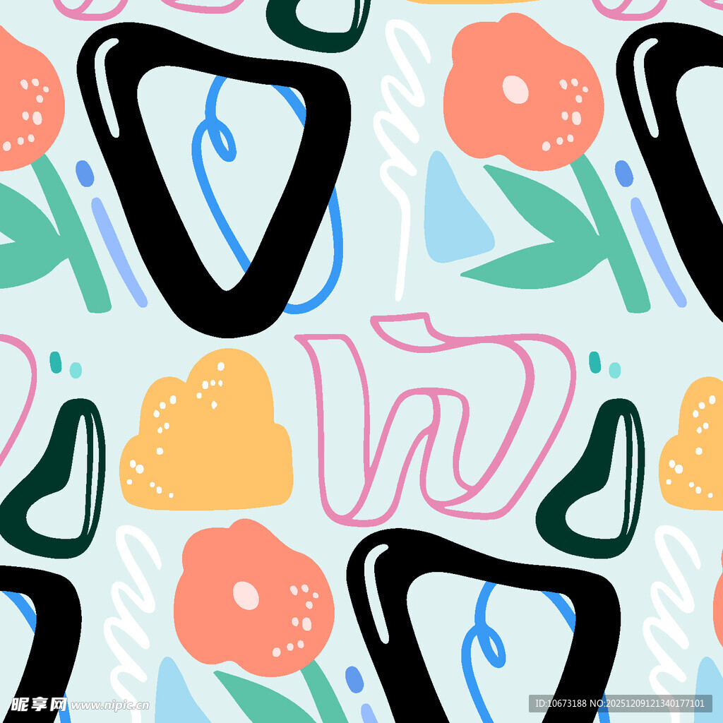 抽象几何花卉图案设计