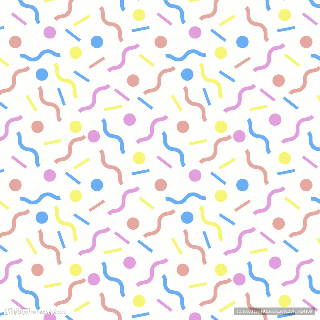 多彩波点线条无缝图案
