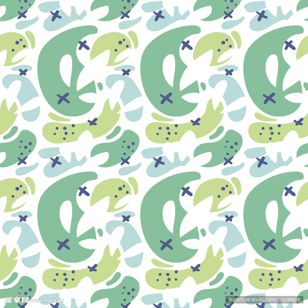 可爱鳄鱼图案无缝背景