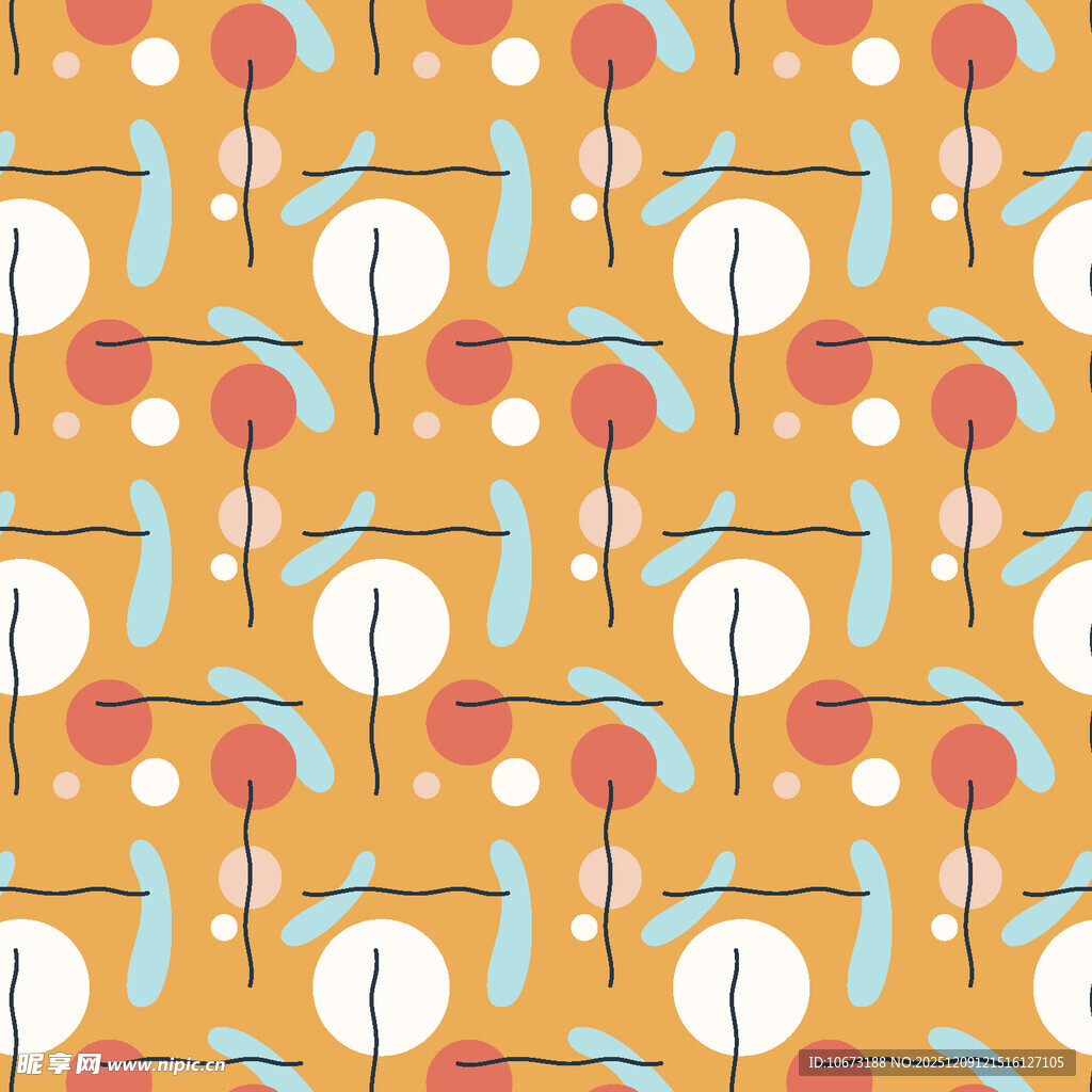 橙色背景植物图案纹理