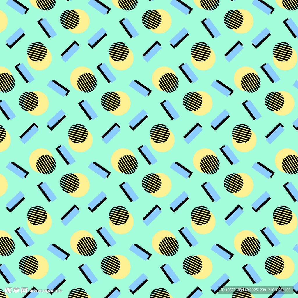 蓝绿底色圆点线条图案