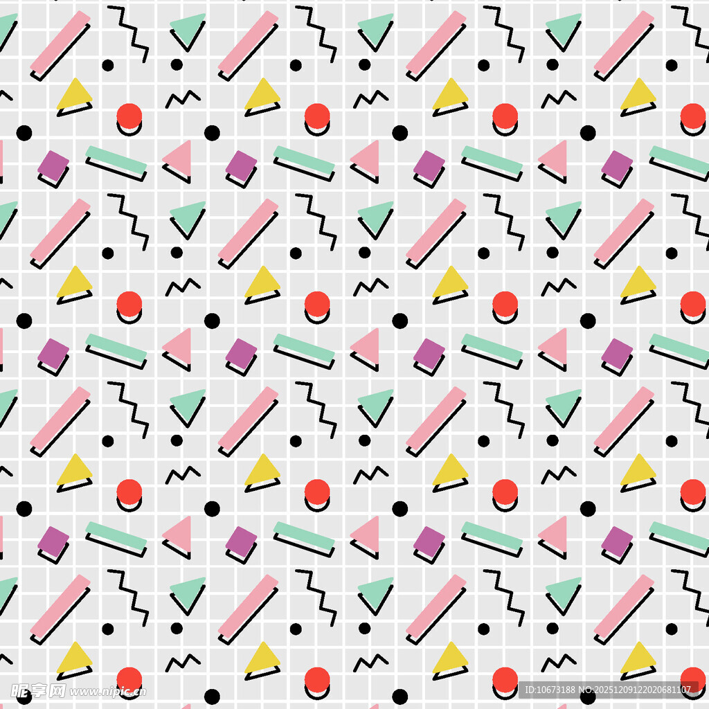 多彩卡通图案无缝背景