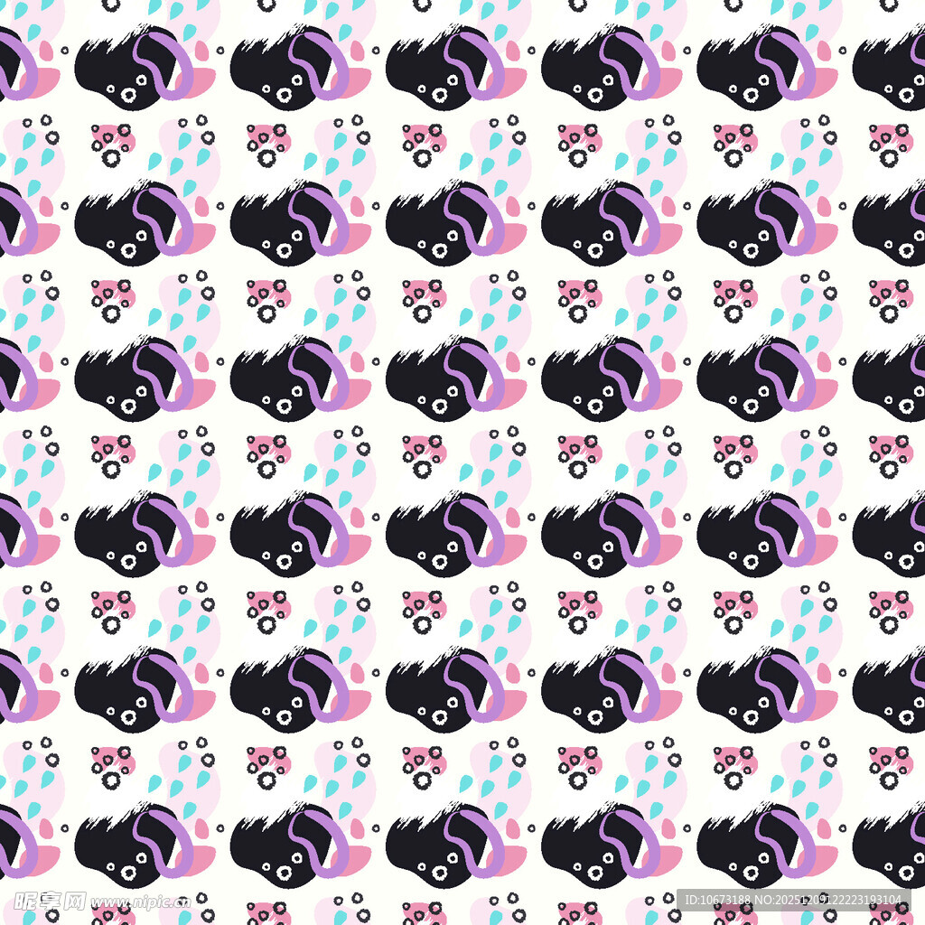 可爱卡通图案无缝背景