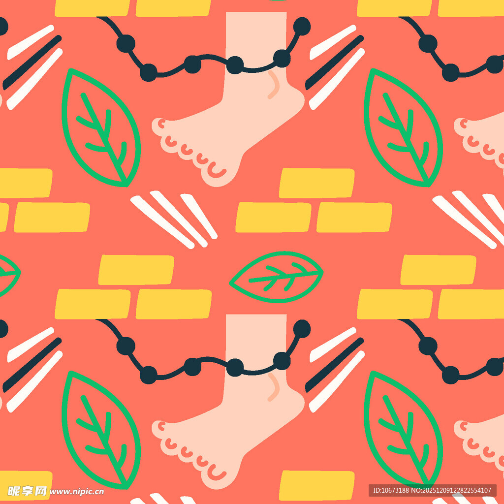 橙色背景的手脚叶图案