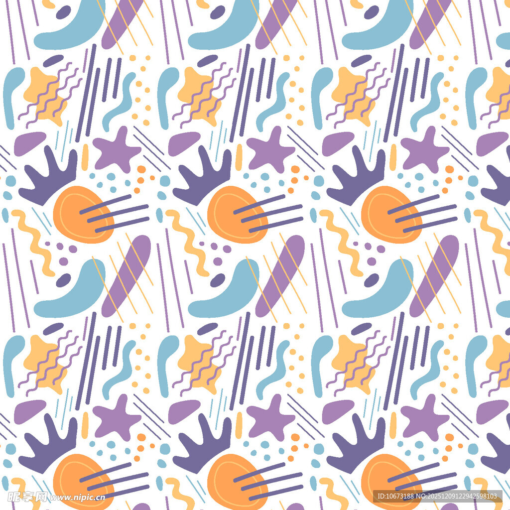 多彩卡通图案无缝背景