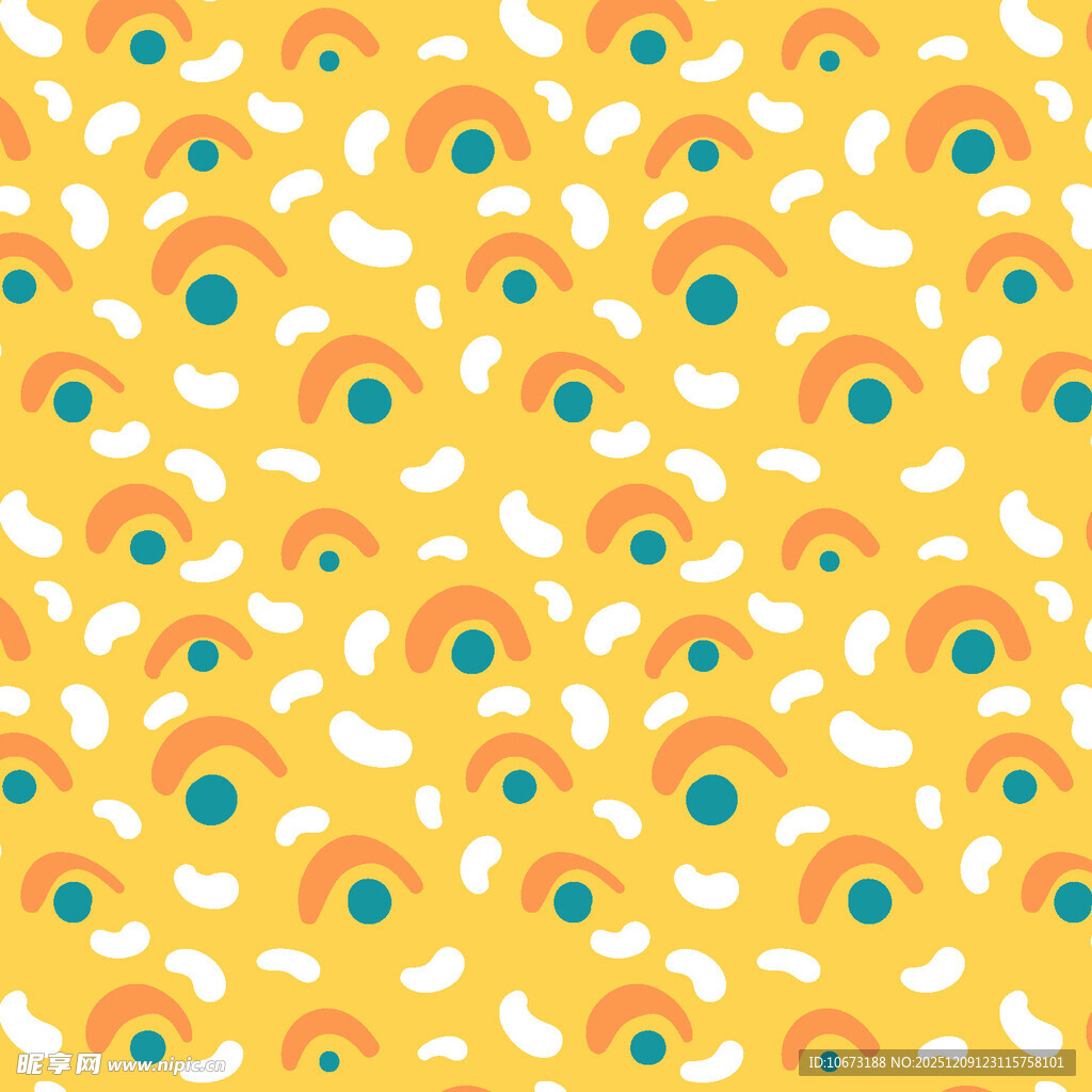 黄色趣味图案无缝背景图