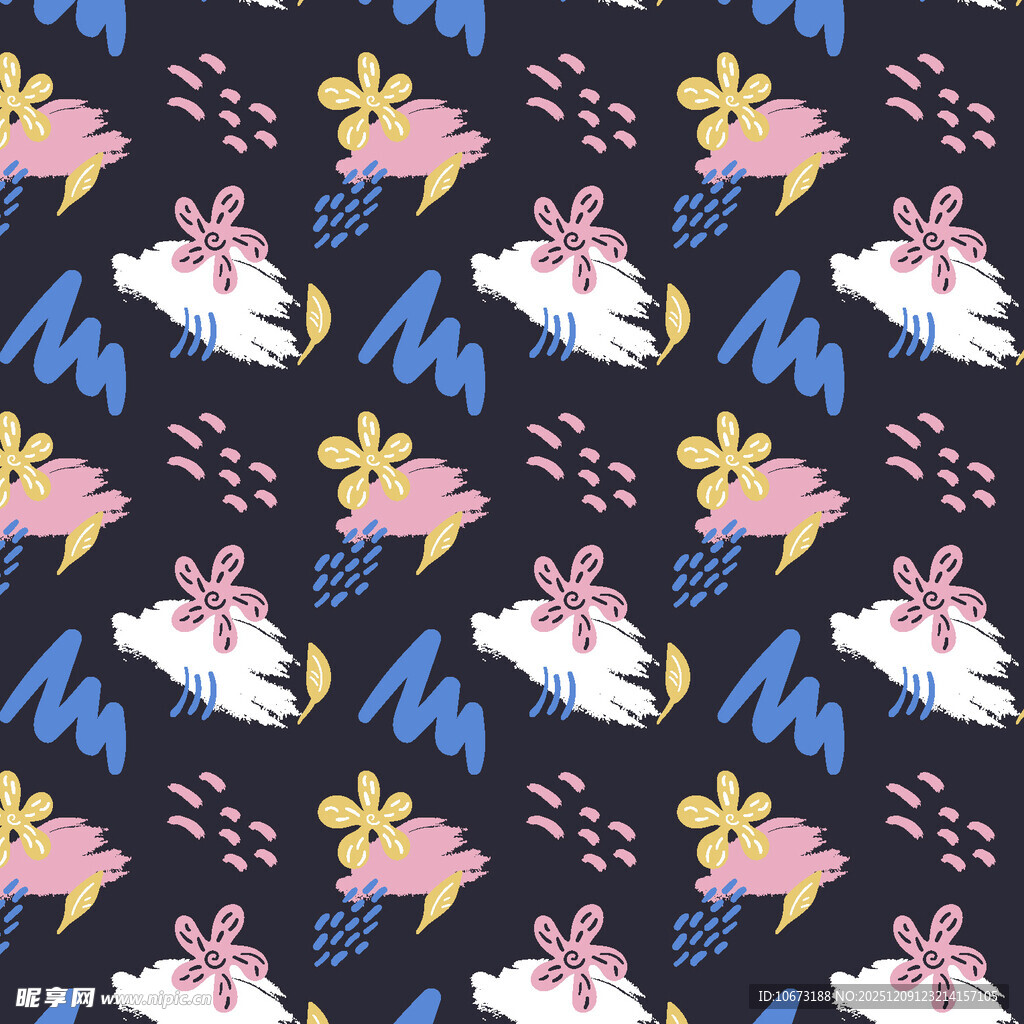 花卉兔子图案的深色背景图