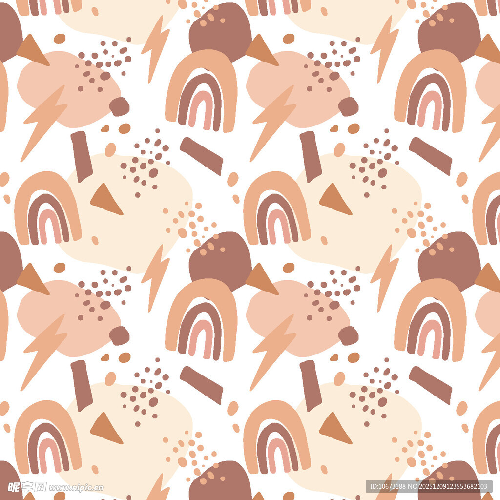 卡通动物与彩虹图案背景