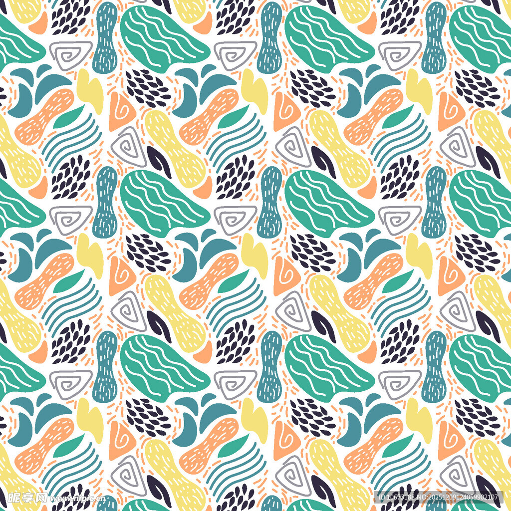 多彩动物图案无缝背景图