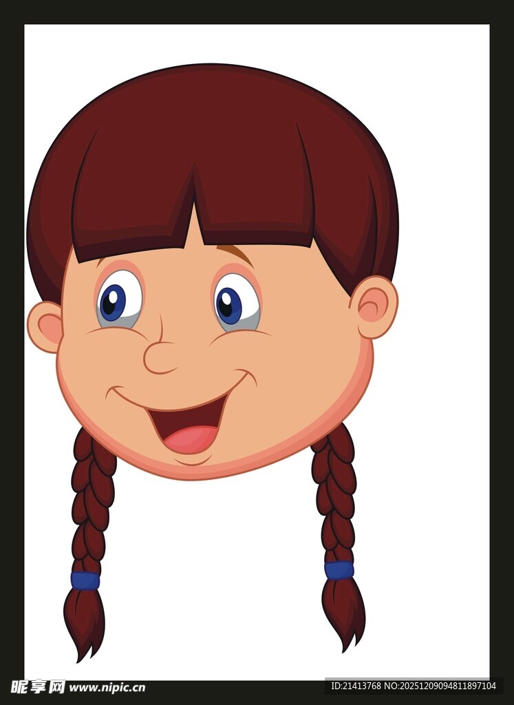 扎双辫的开心小女孩