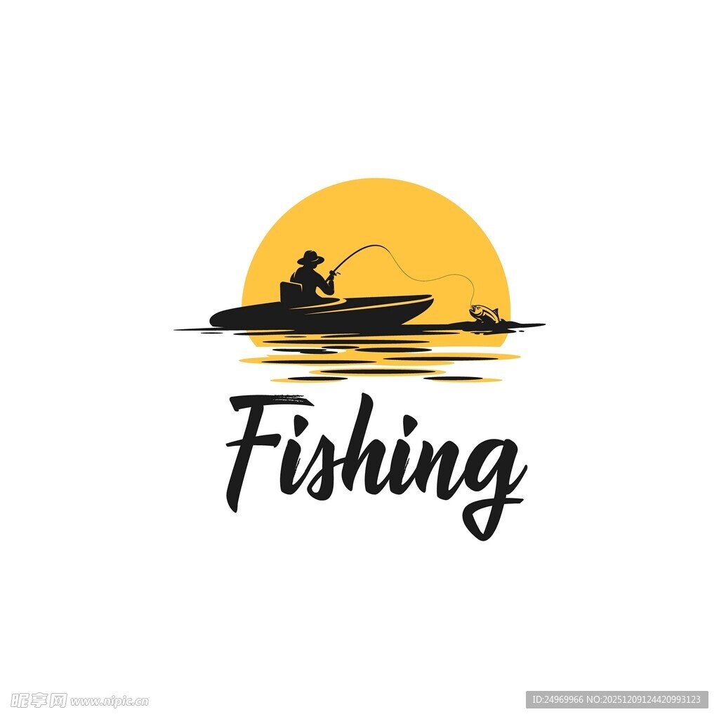 夕阳下的垂钓者