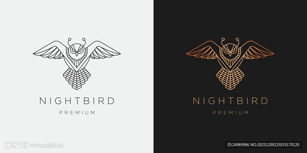 夜鸟标志设计示例