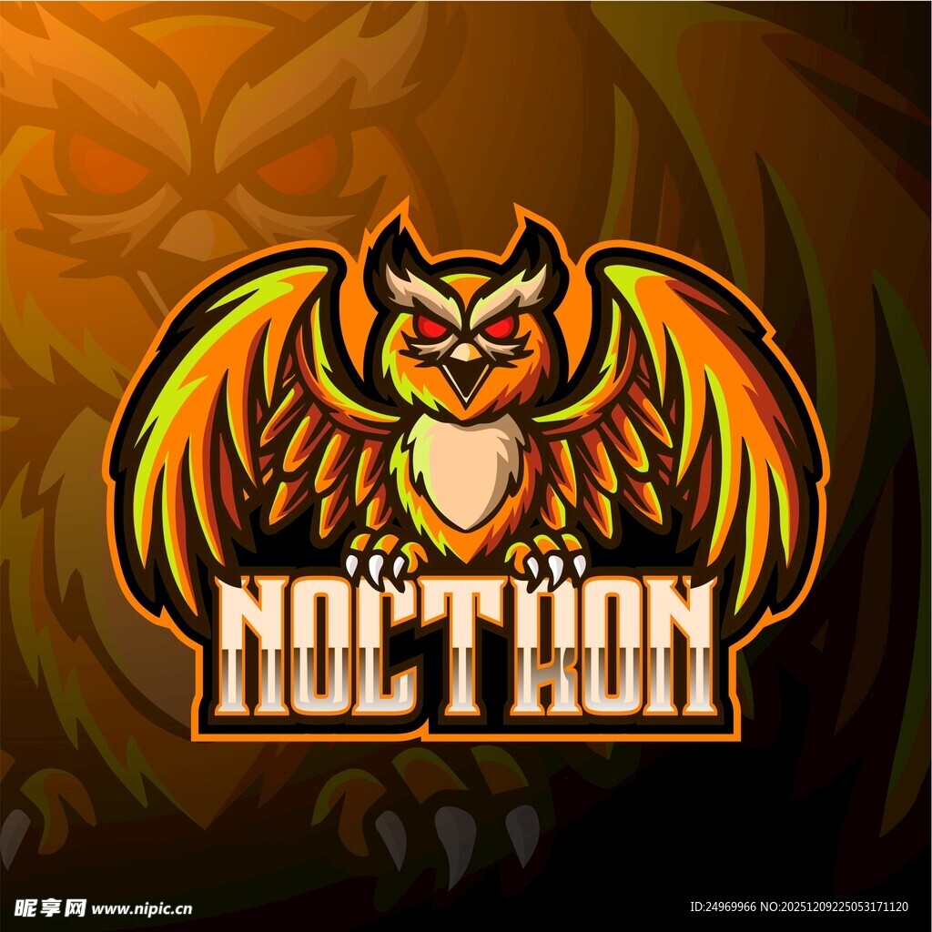 猫头鹰主题炫酷游戏标志