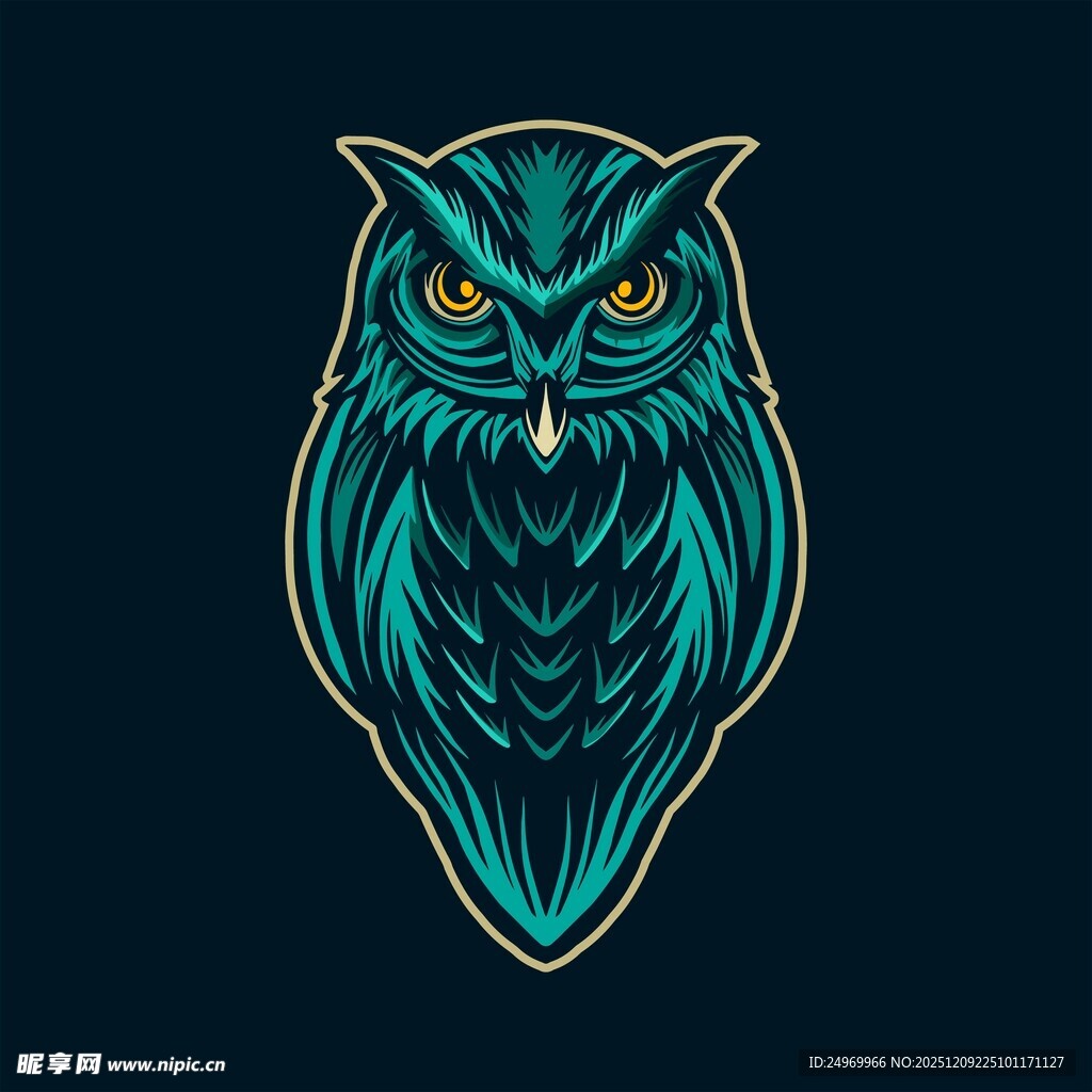 神秘猫头鹰标志设计