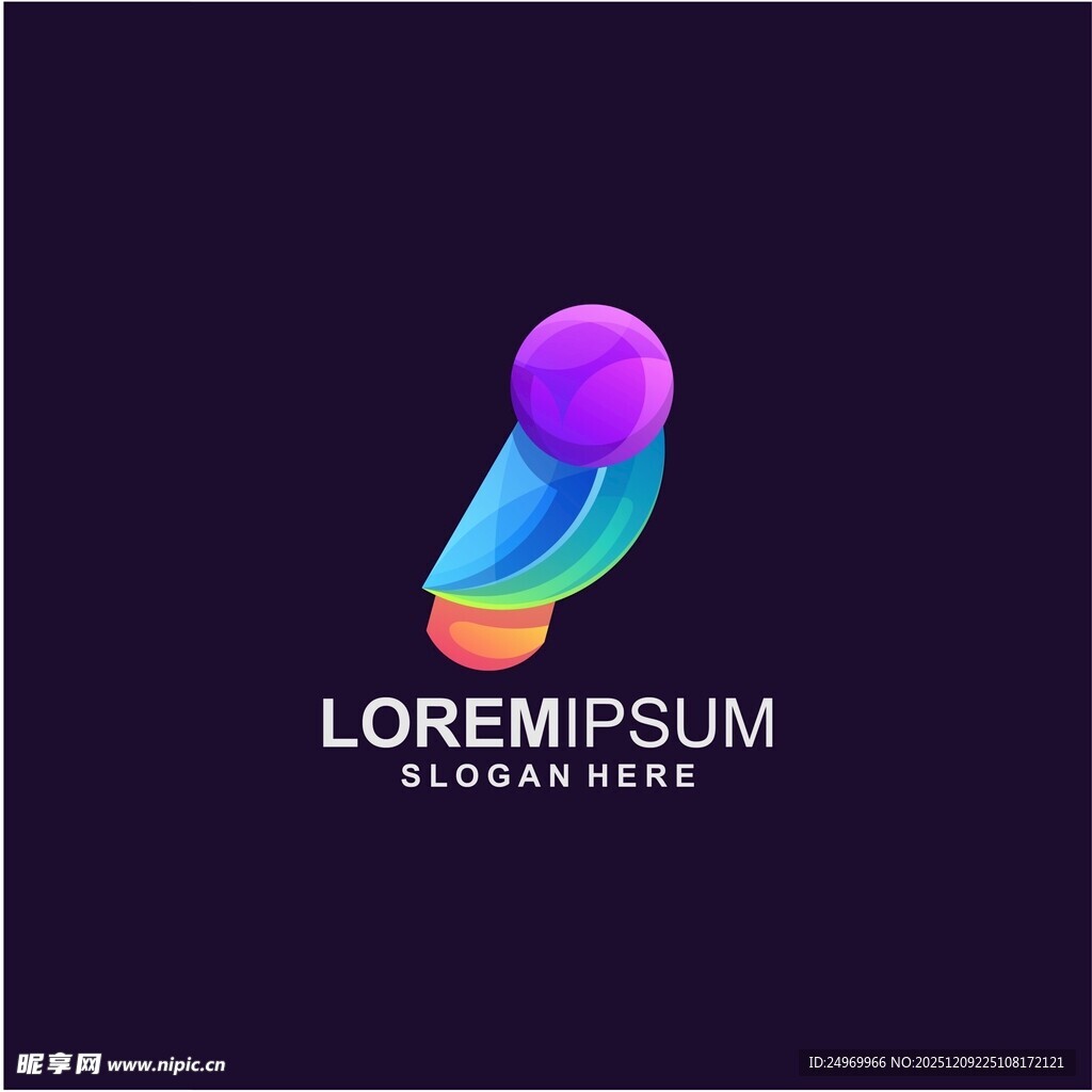 多彩抽象字母I标志设计