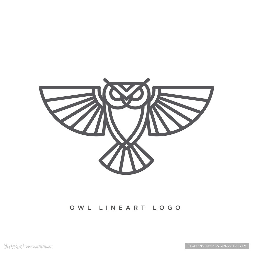 简约猫头鹰线性标志设计
