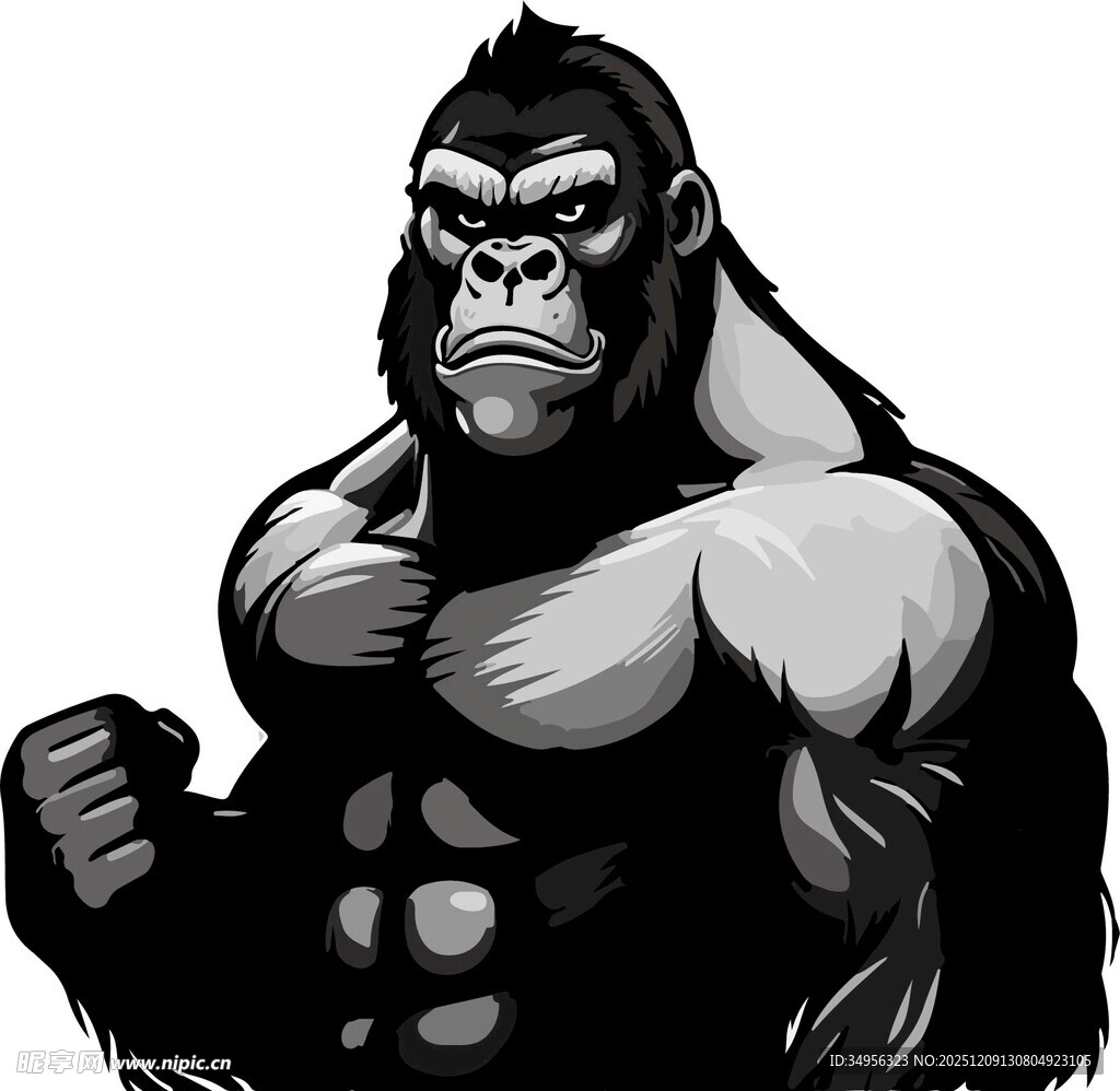 黑金刚 猩猩 可编辑 矢量