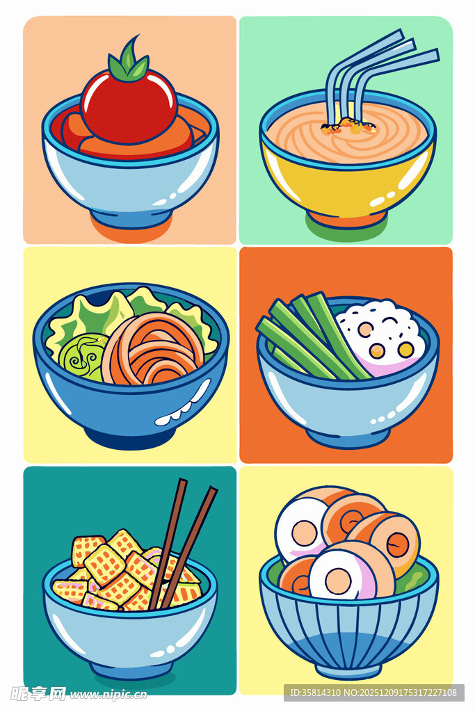 多彩美食碗中的多样佳肴