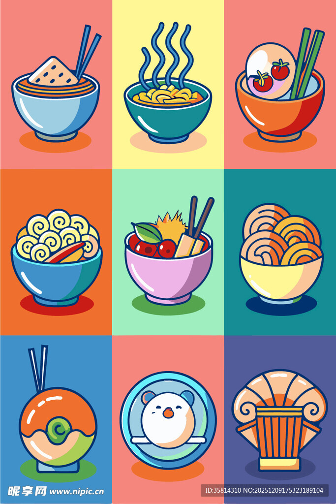 多彩日式美食插画