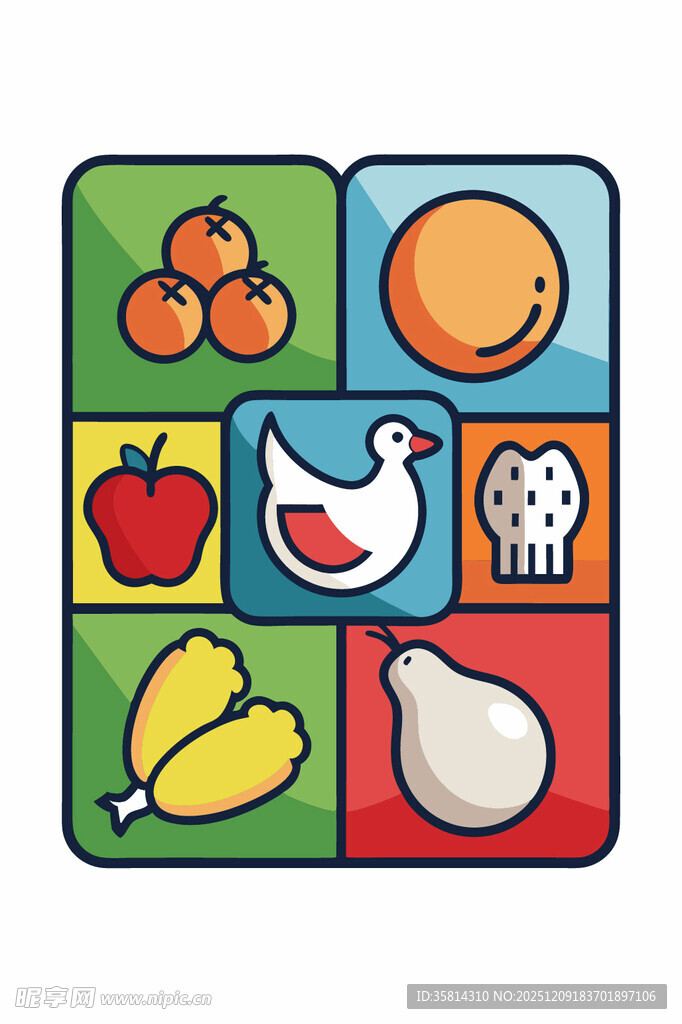 多彩蔬果肉类图标集合