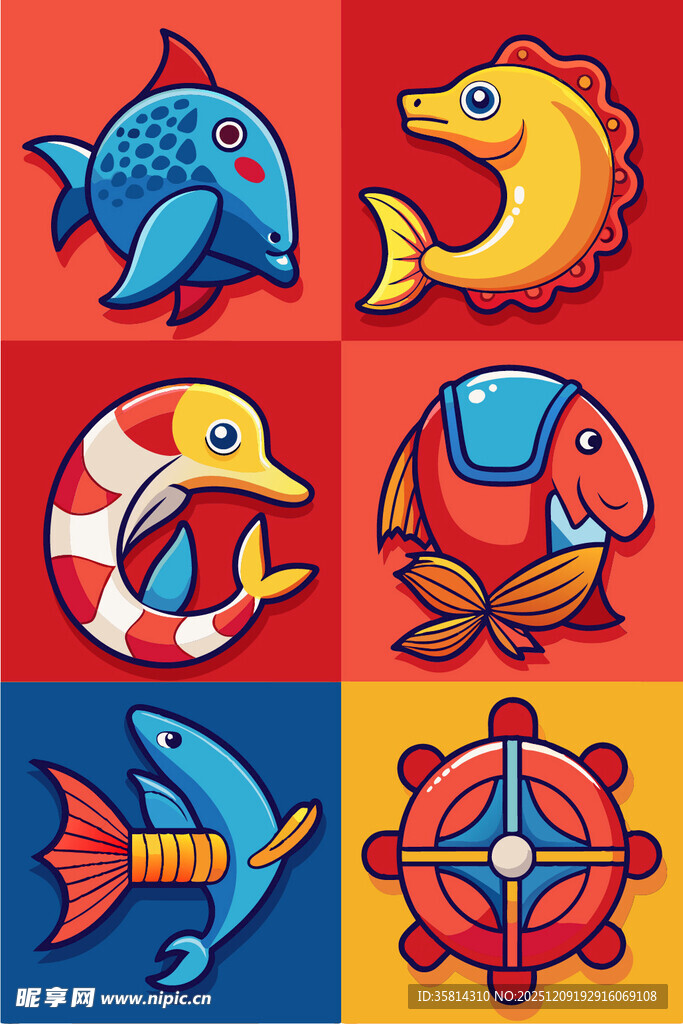 海洋主题航海元素图标集