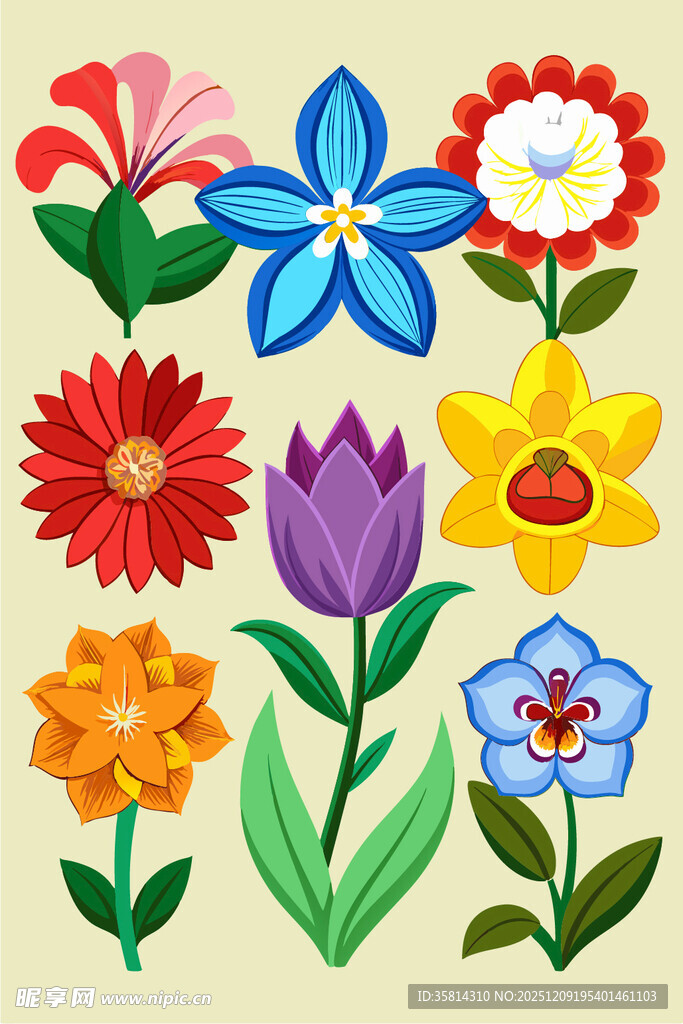 多彩手绘花卉图案集合