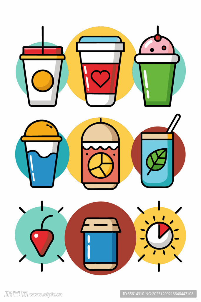 多彩饮品图标集合