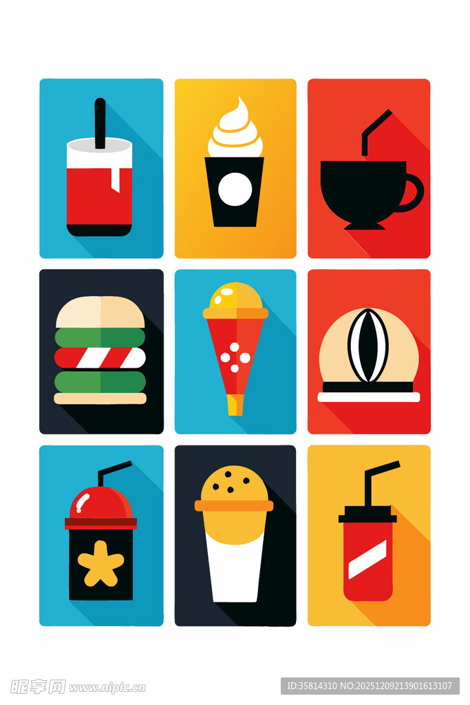 多彩美食图标集合